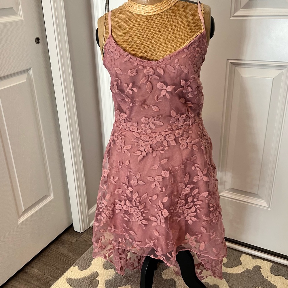 High/Low Mauve Floral Dress